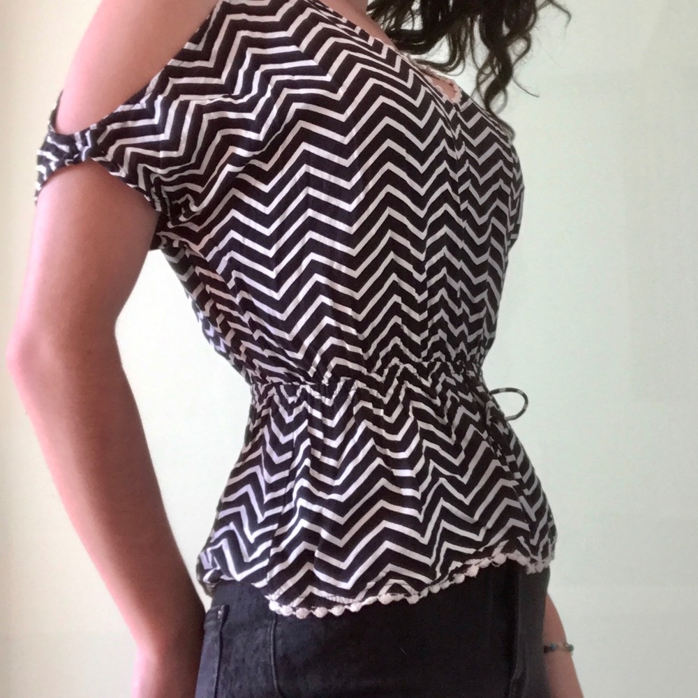 Miss Chievous pinched waist shoulder less shirt